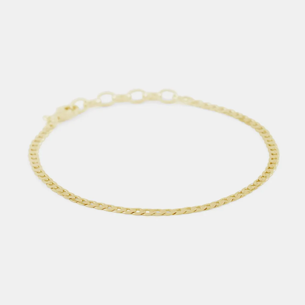 Gold Flat Cuban Chain Bracelet
