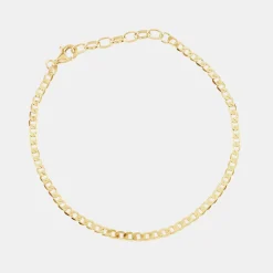 Gold Flat Cuban Chain Bracelet