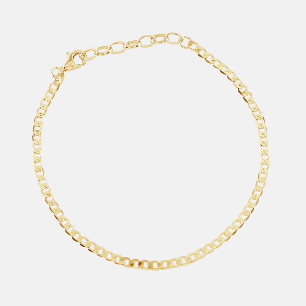 Gold Flat Cuban Chain Bracelet