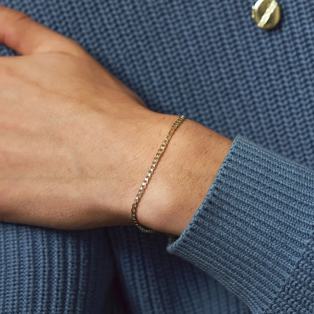 Gold Flat Cuban Chain Bracelet