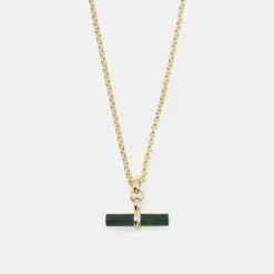 Gold Malachite T-Bar Necklace