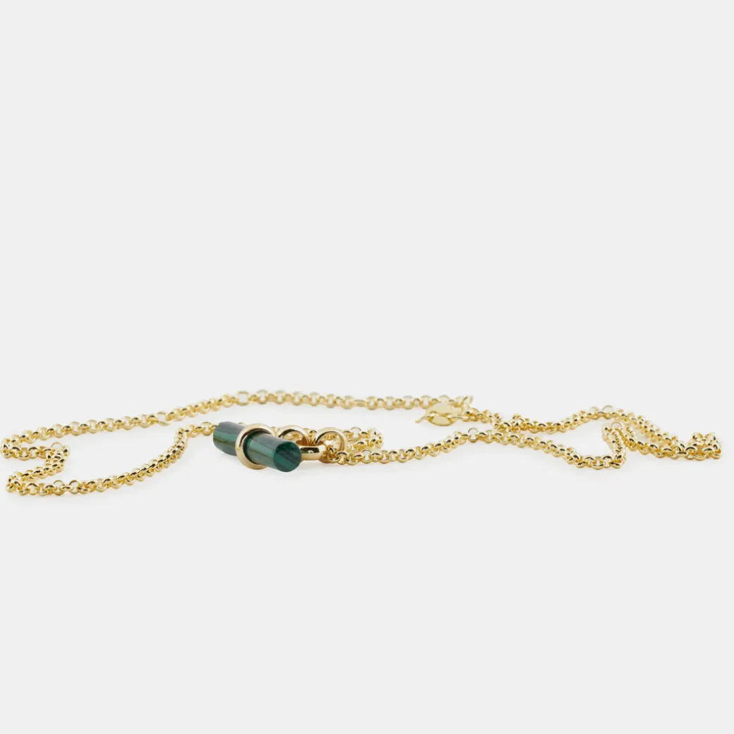 Gold Malachite T-Bar Necklace