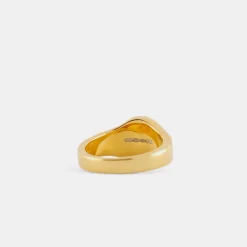 Gold Round Malachite Ring