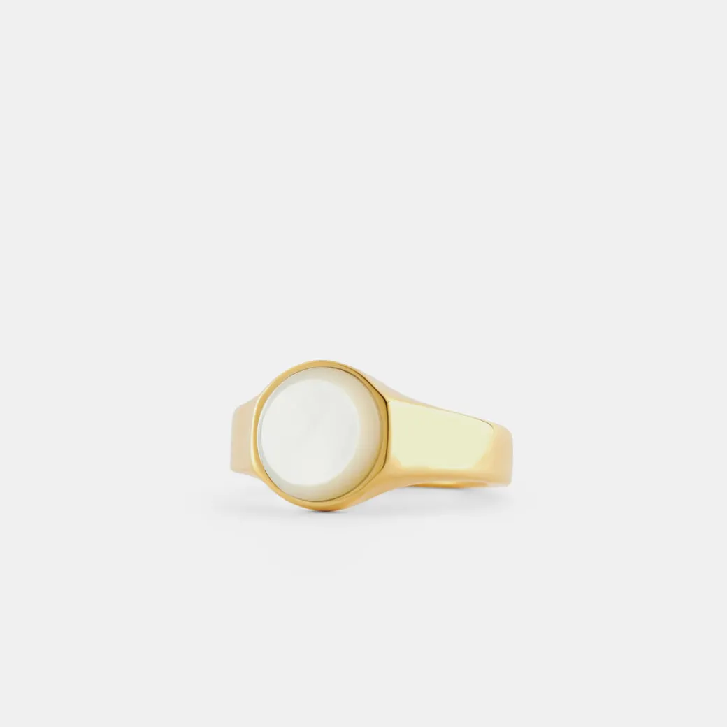 Gold Round Mother of Pearl Ring