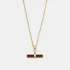 Gold Tigers Eye T-Bar Necklace