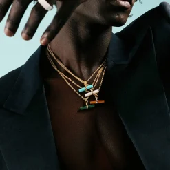 Gold Turquoise T-Bar Necklace