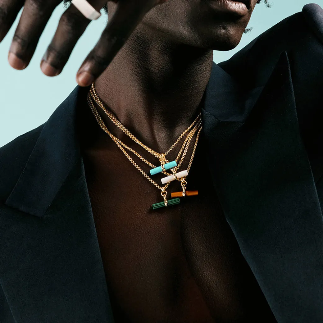 Gold Turquoise T-Bar Necklace