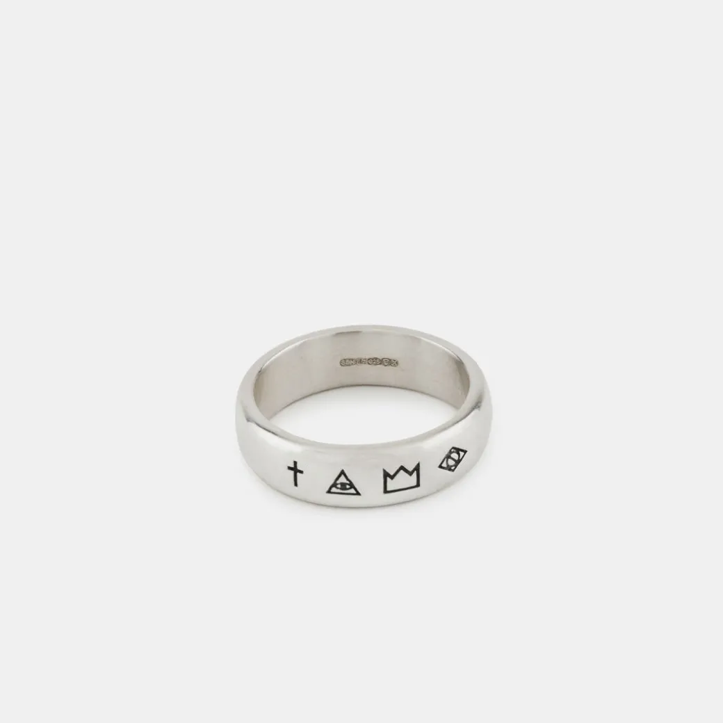 Silver 4 Symbols Ring