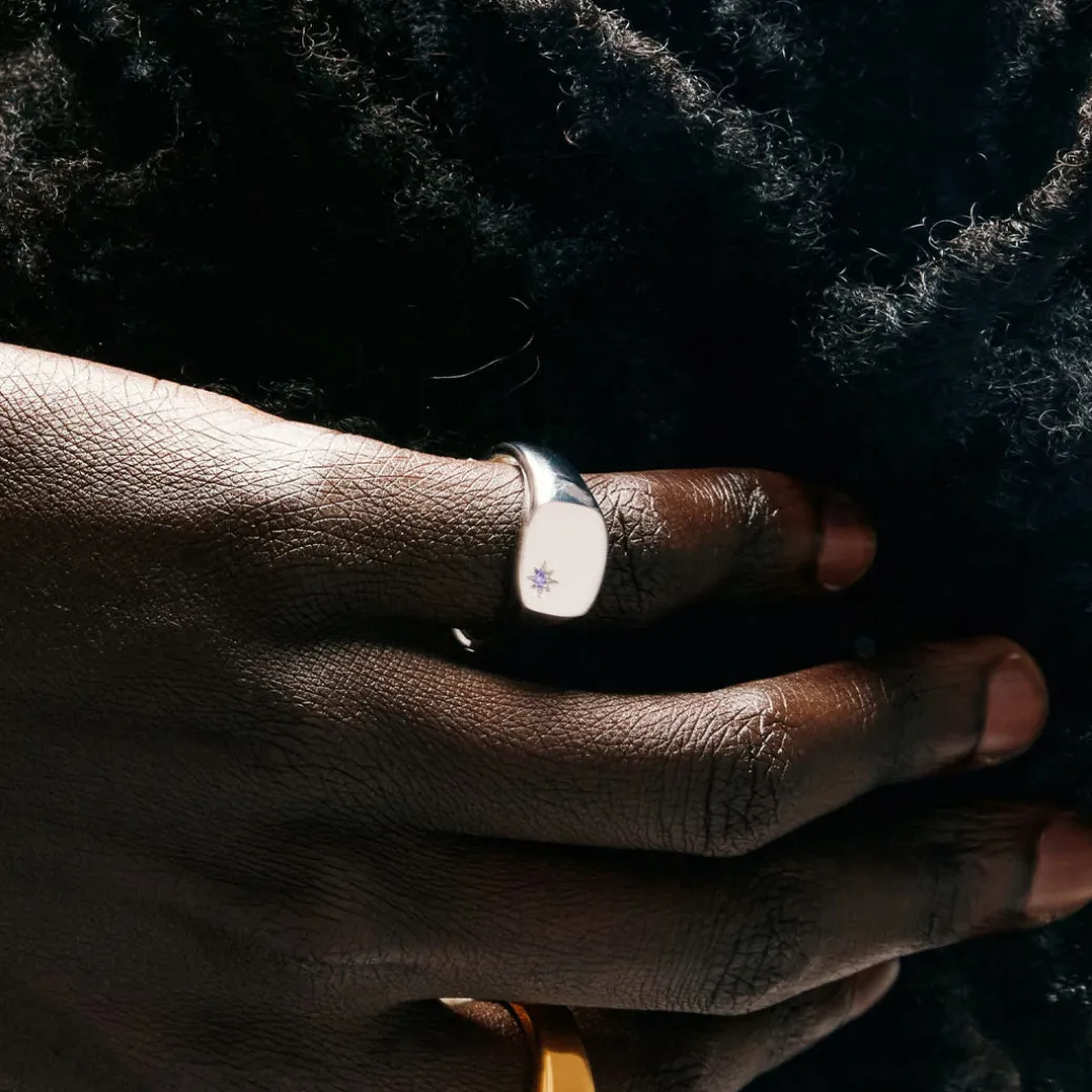 Silver Amethyst Birthstone Ring