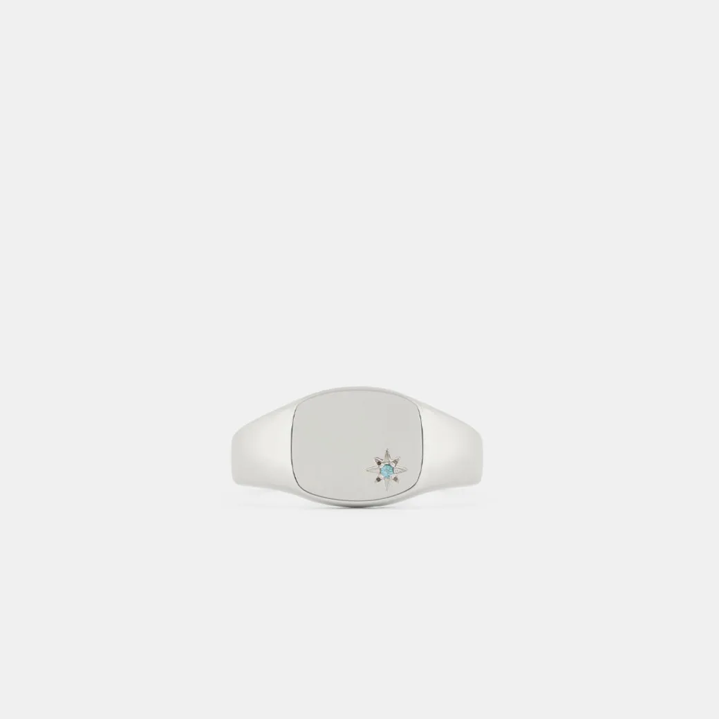 Silver Blue Topaz Birthstone Ring