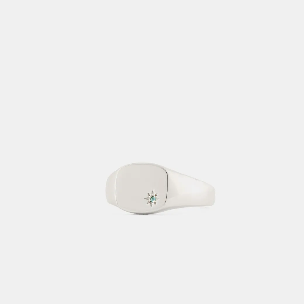 Silver Blue Topaz Birthstone Ring