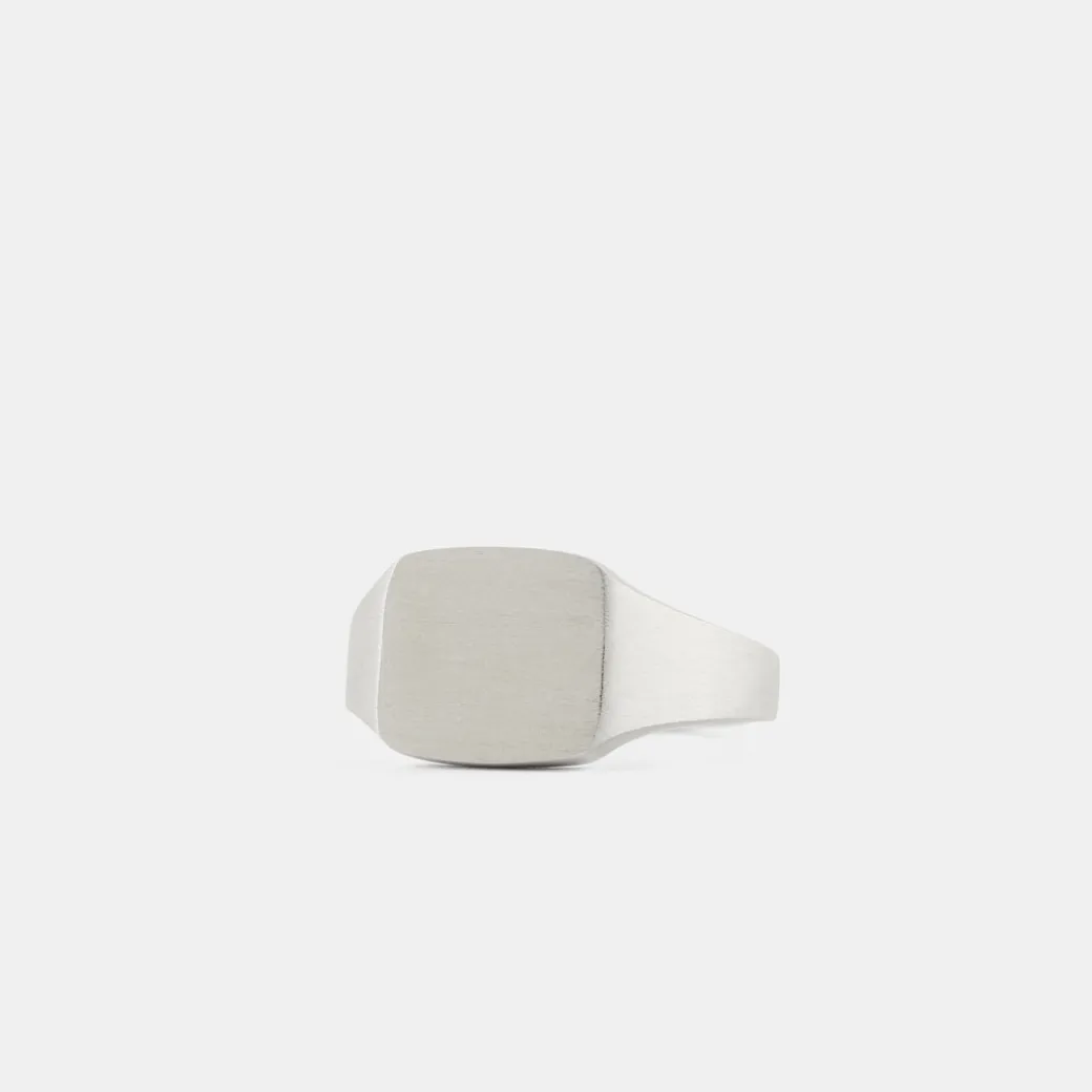 Silver Brushed Cushion Ring