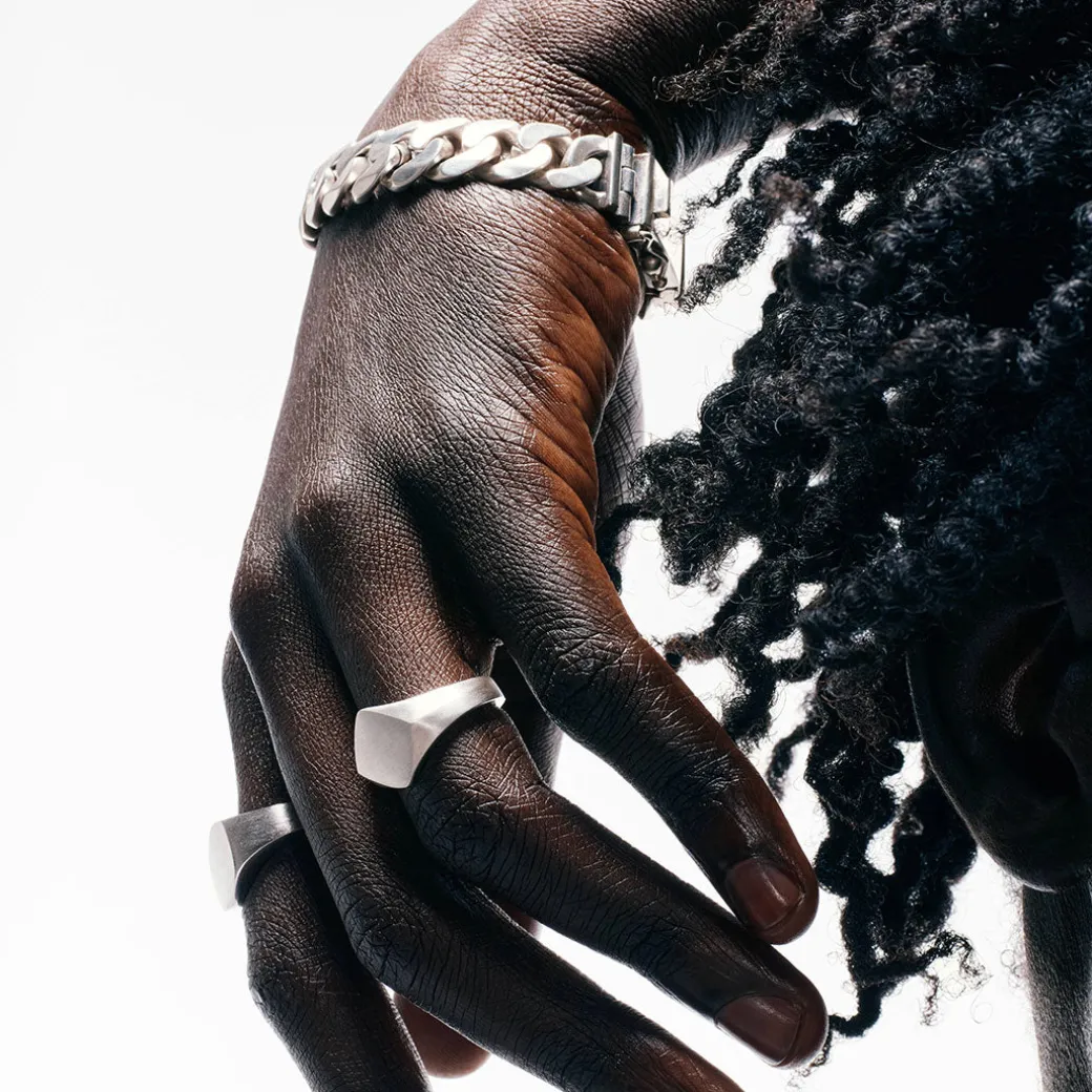 Silver Brushed Rhombus Ring
