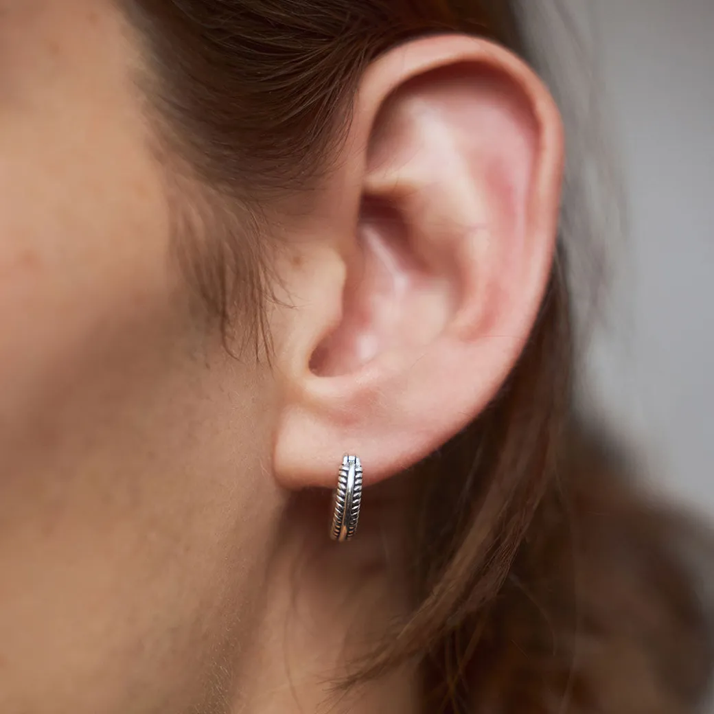 Silver Cable Hoop Earring