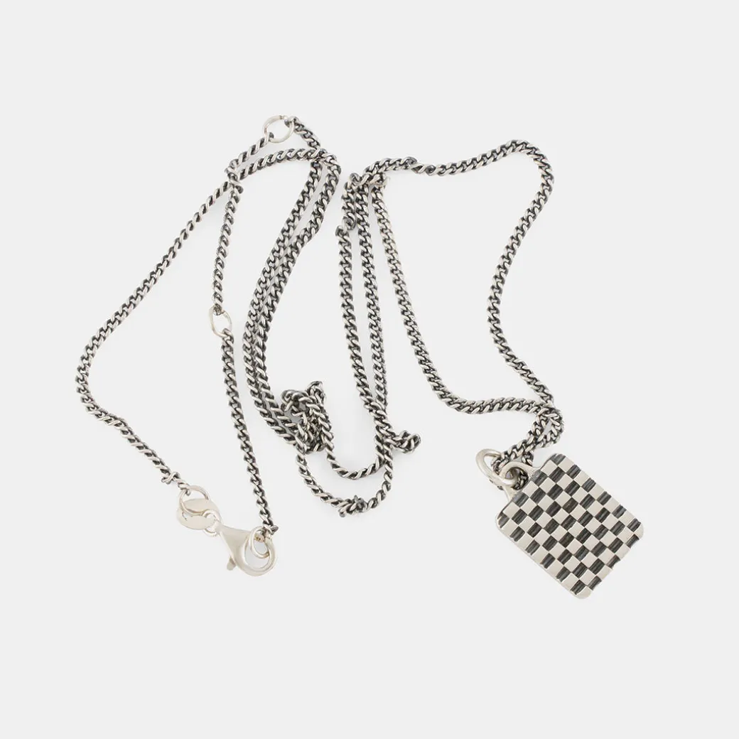 Silver Checkered Necklace