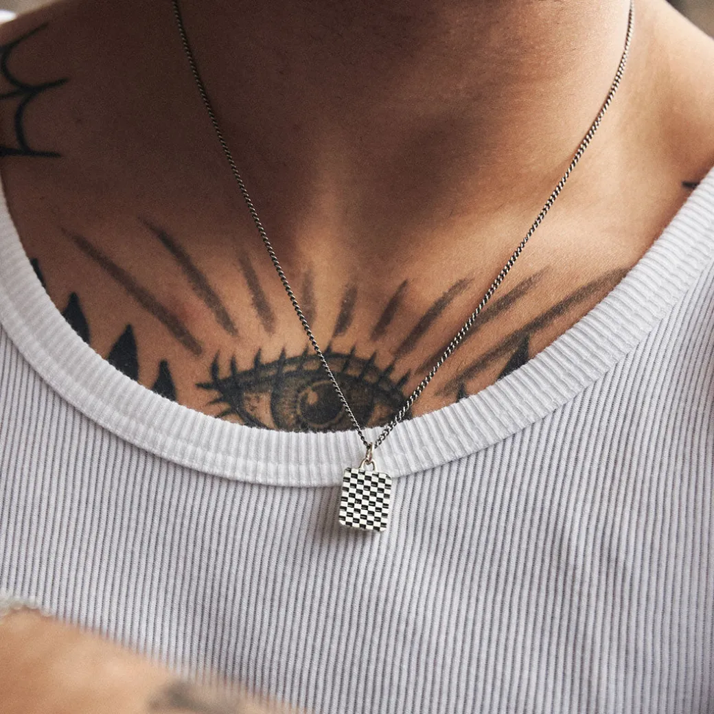 Silver Checkered Necklace