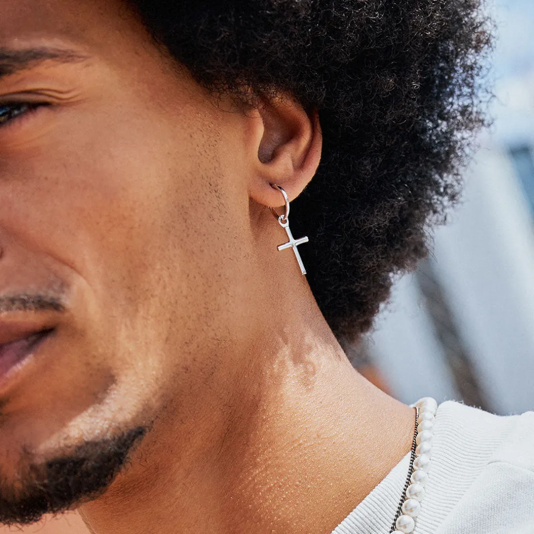 Silver Cross Earring