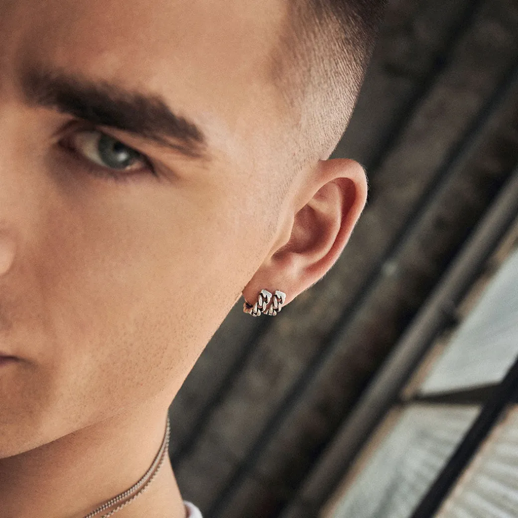Silver Cuban Link Earring