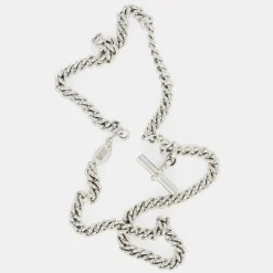 Silver Curb T-Bar Necklace