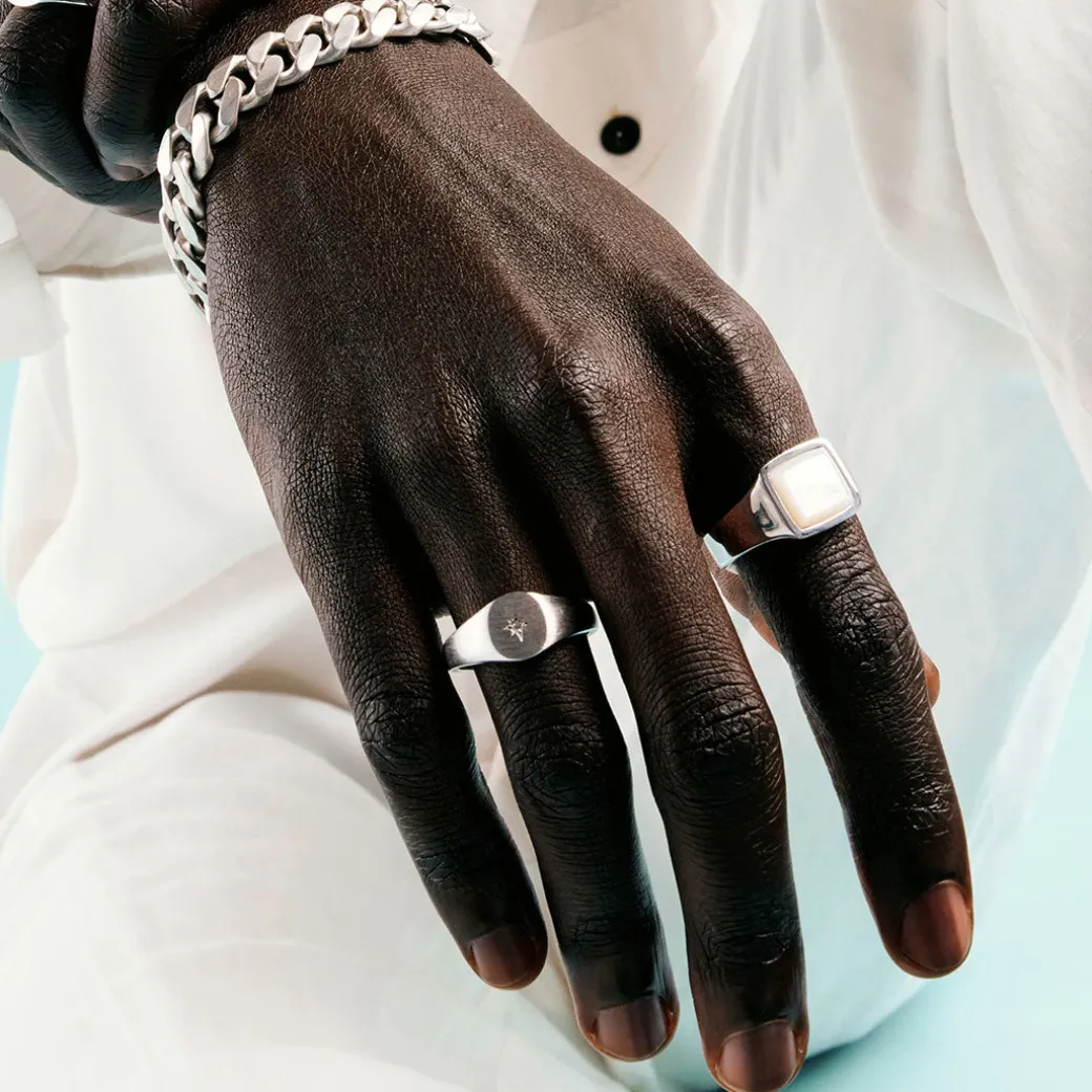 Silver Cushion Mother of Pearl Ring