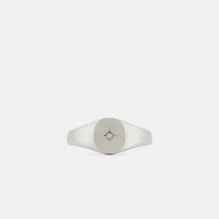 Silver Diamond Signet Ring