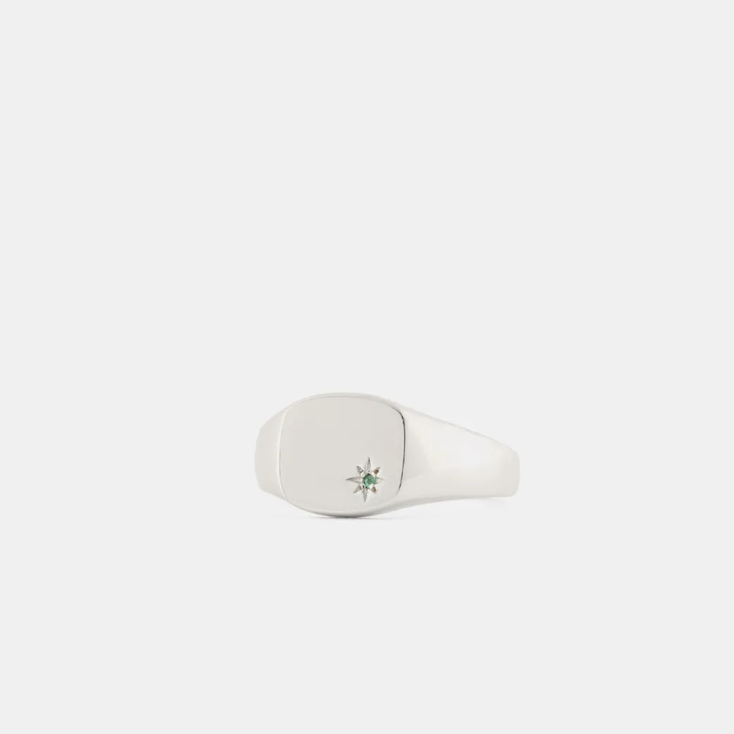 Silver Emerald Birthstone Ring