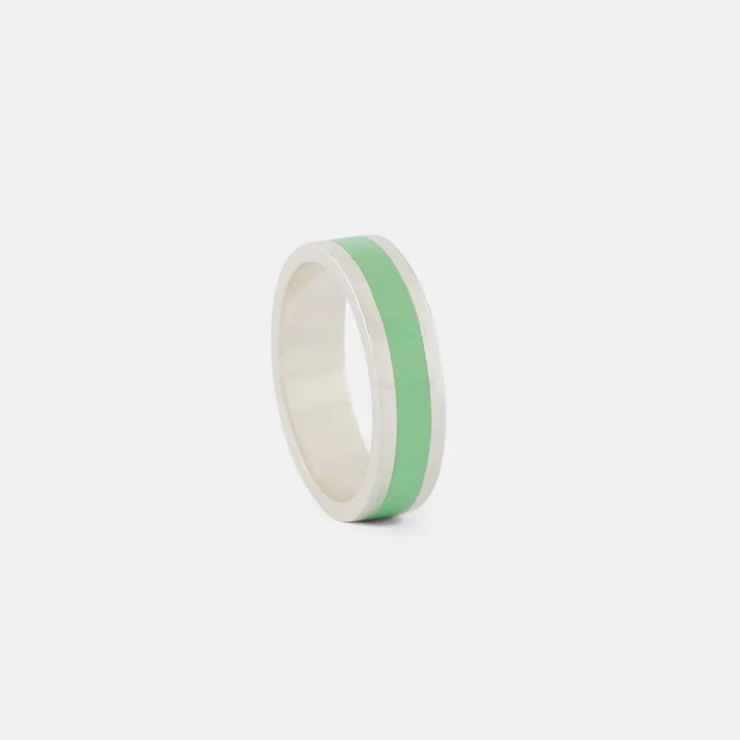 Silver Enamel Band Ring