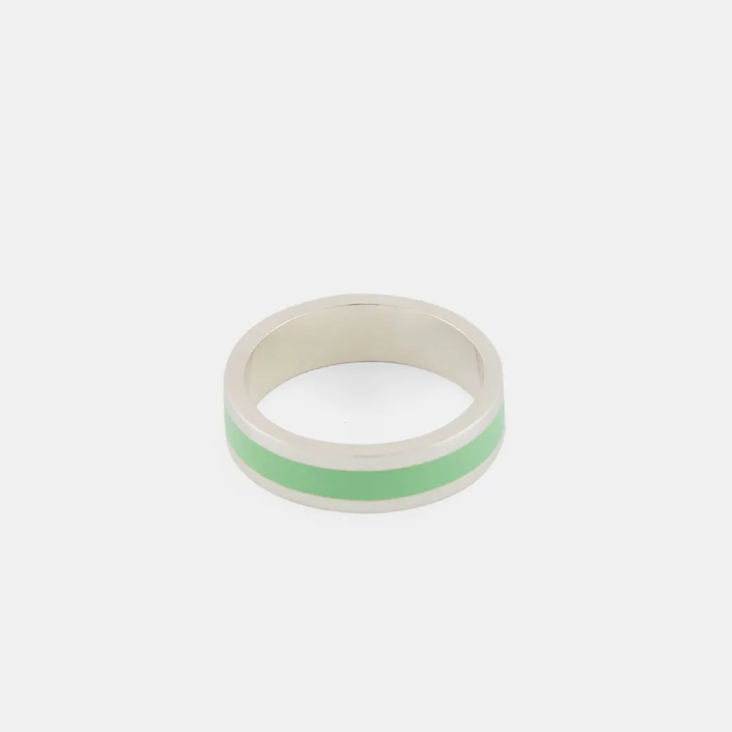Silver Enamel Band Ring