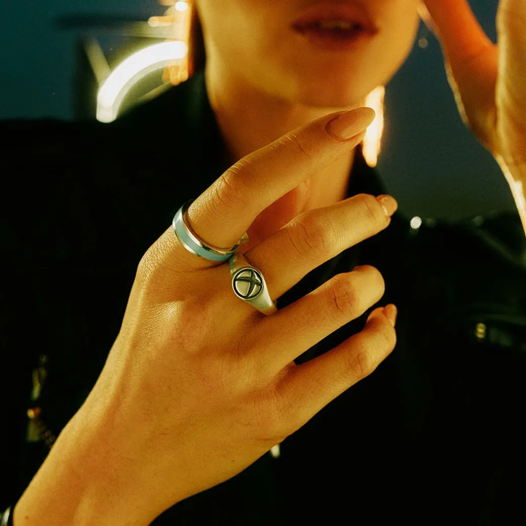 Silver Enamel Band Ring