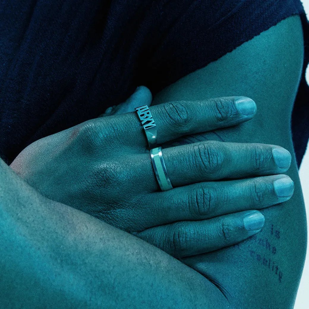 Silver Enamel Band Ring