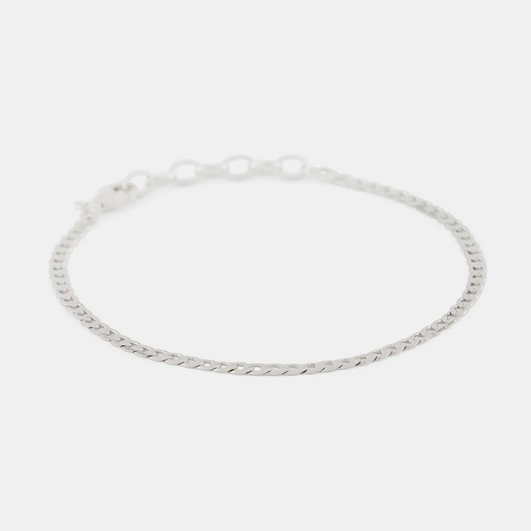 Silver Flat Cuban Chain Bracelet