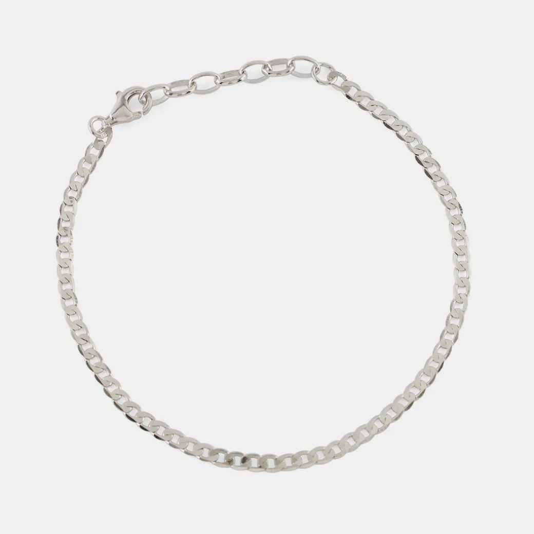 Silver Flat Cuban Chain Bracelet
