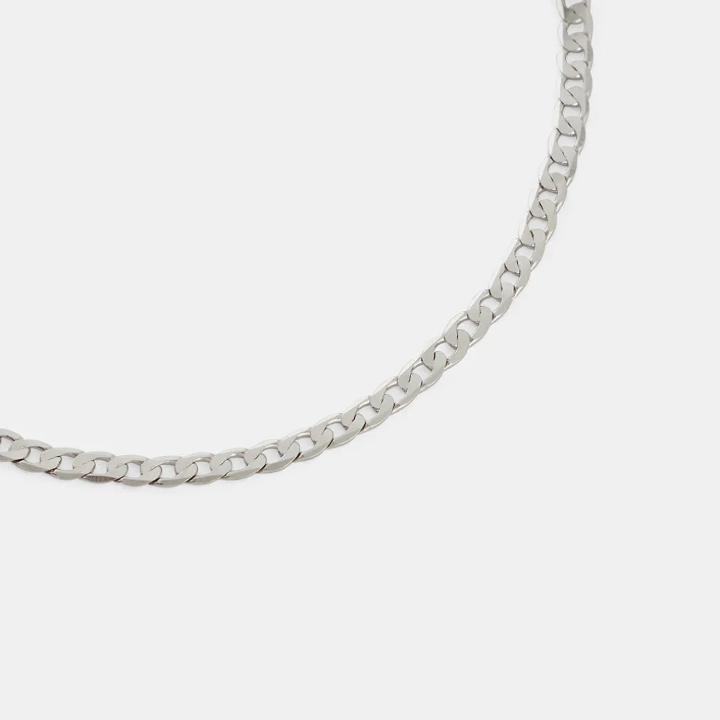 Silver Flat Cuban Chain Bracelet