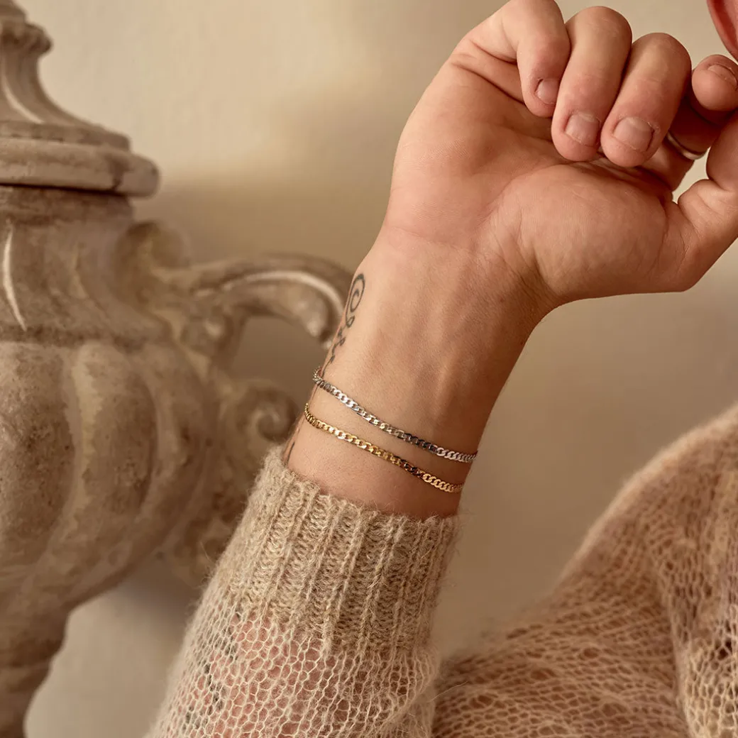 Silver Flat Cuban Chain Bracelet