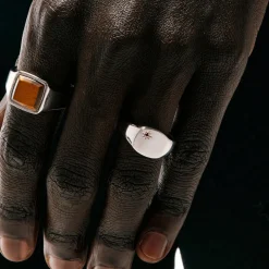 Silver Garnet Birthstone Ring