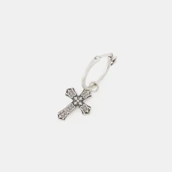 Silver Gothic Cross Earring