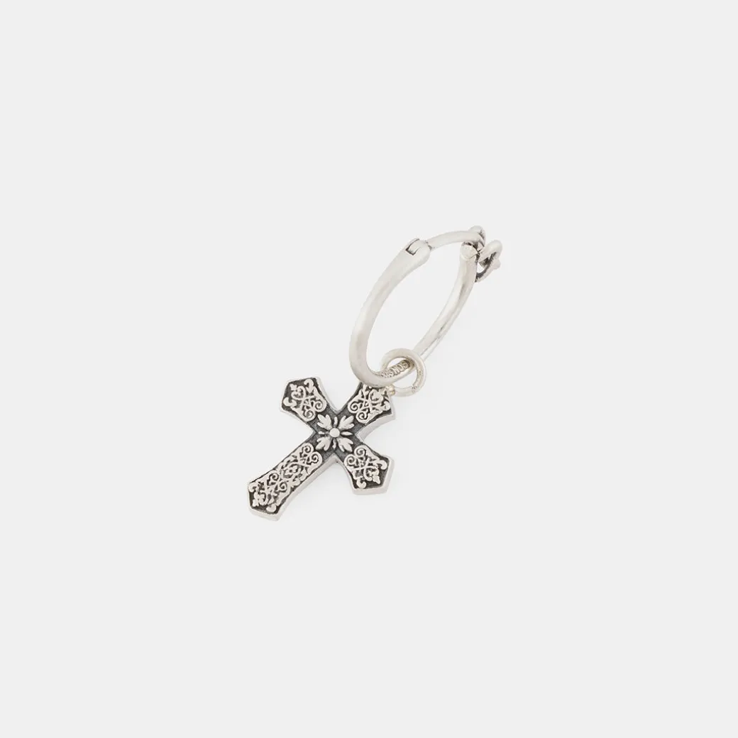 Silver Gothic Cross Earring