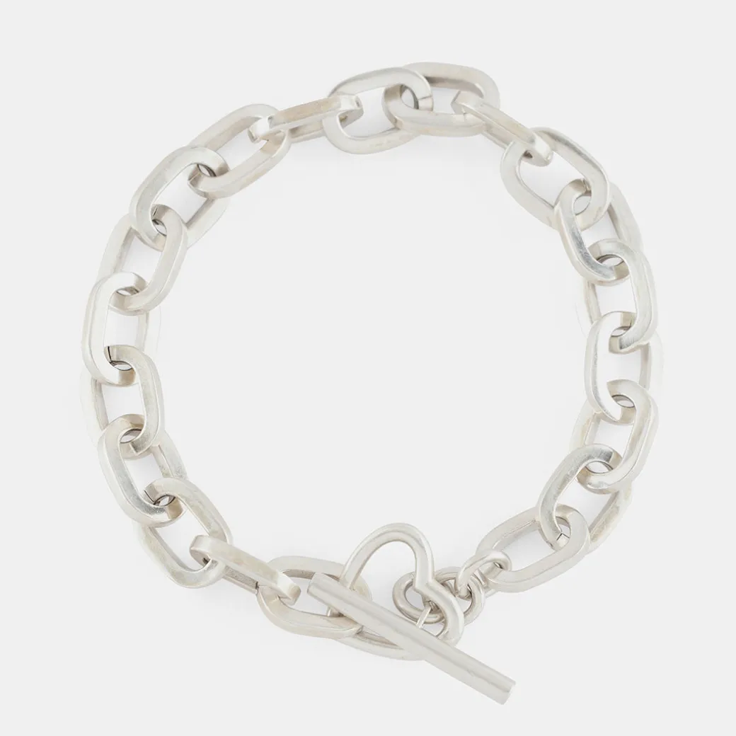 Silver Heart T-Bar Bracelet