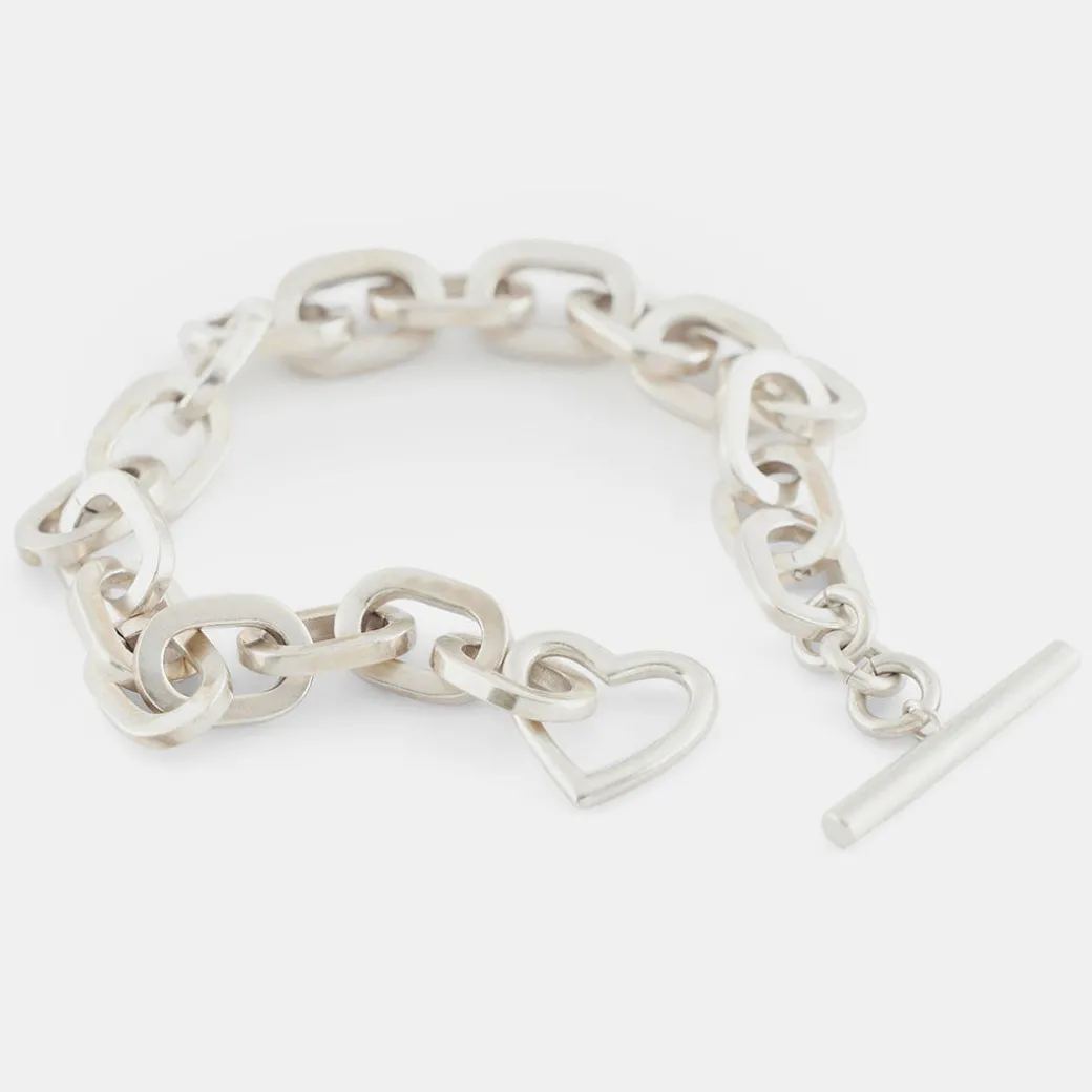 Silver Heart T-Bar Bracelet