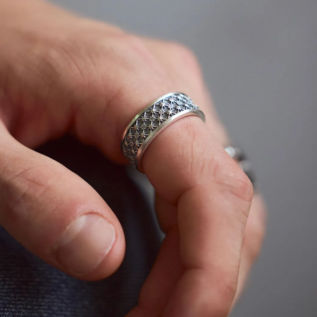 Silver Jacquard Ring