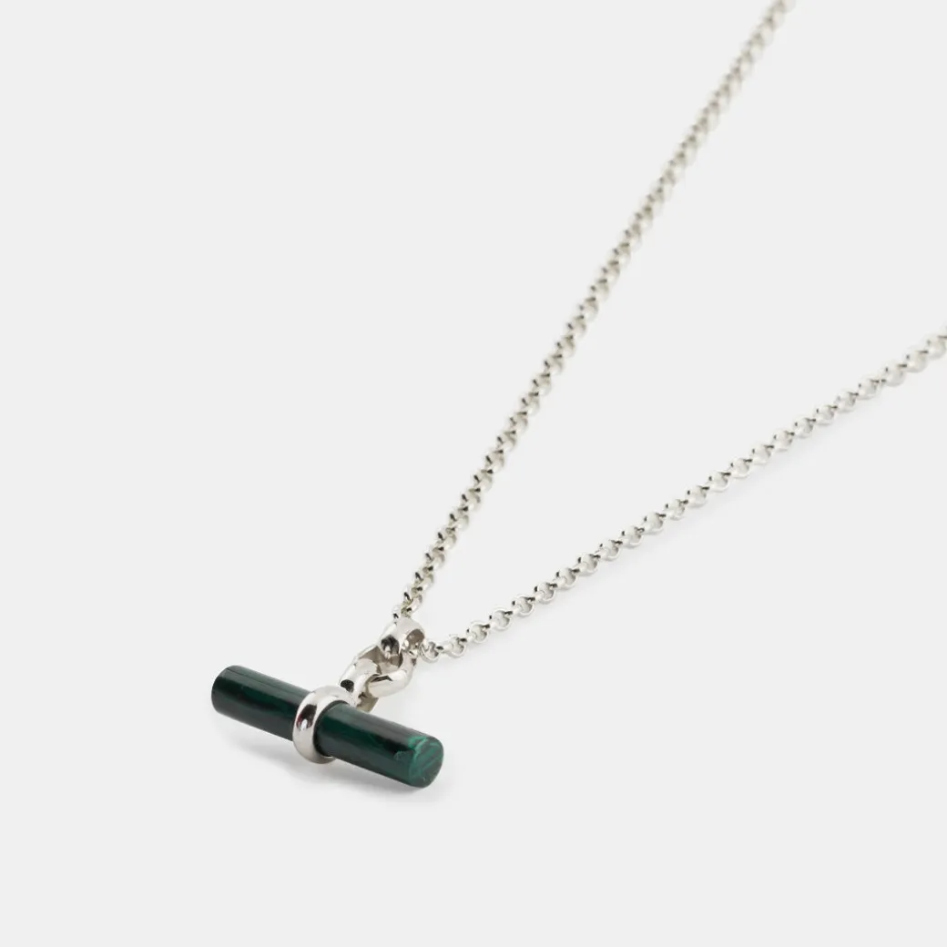 Silver Malachite T-Bar Necklace
