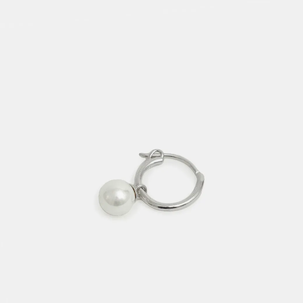 Silver Pearl Drop Earring