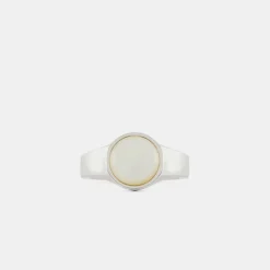 Silver Round Mother Of Pearl Ring