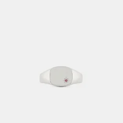 Silver Ruby Birthstone Ring