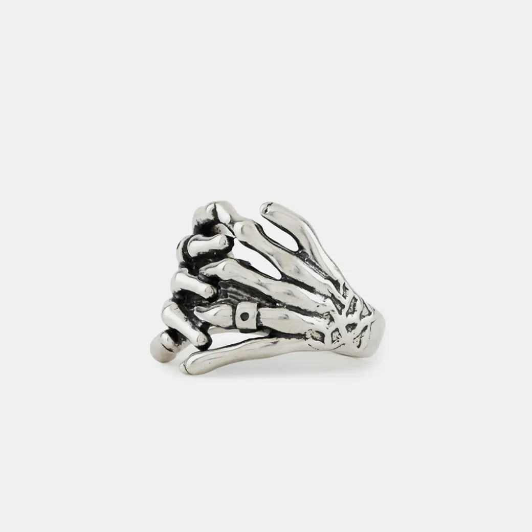 Silver Skeleton Hands Ring