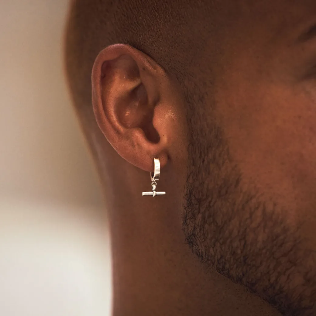 Silver T-Bar Earring