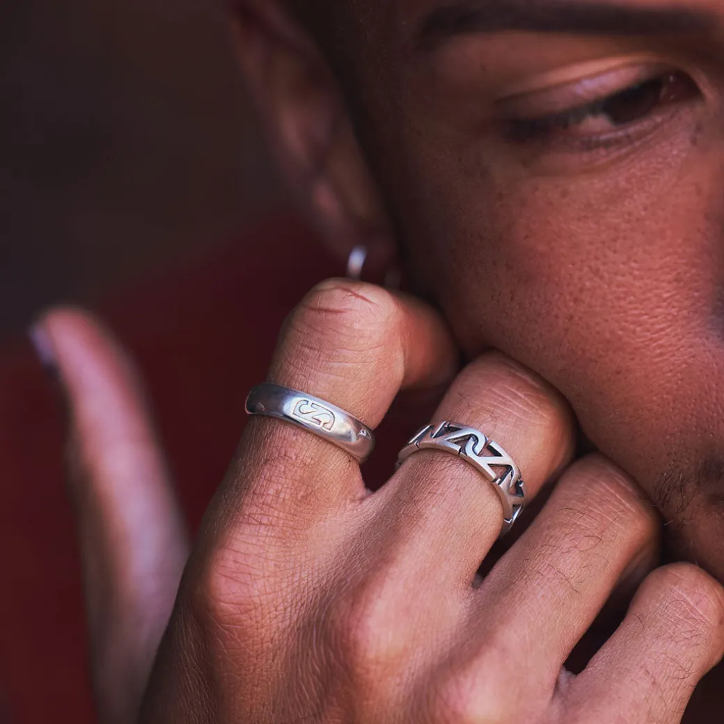 Silver Trademark Band Ring