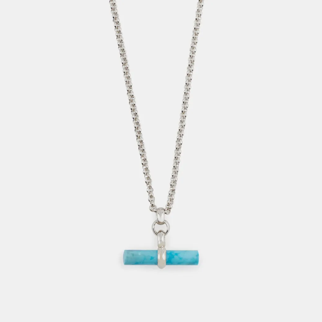 Silver Turquoise T-Bar Necklace