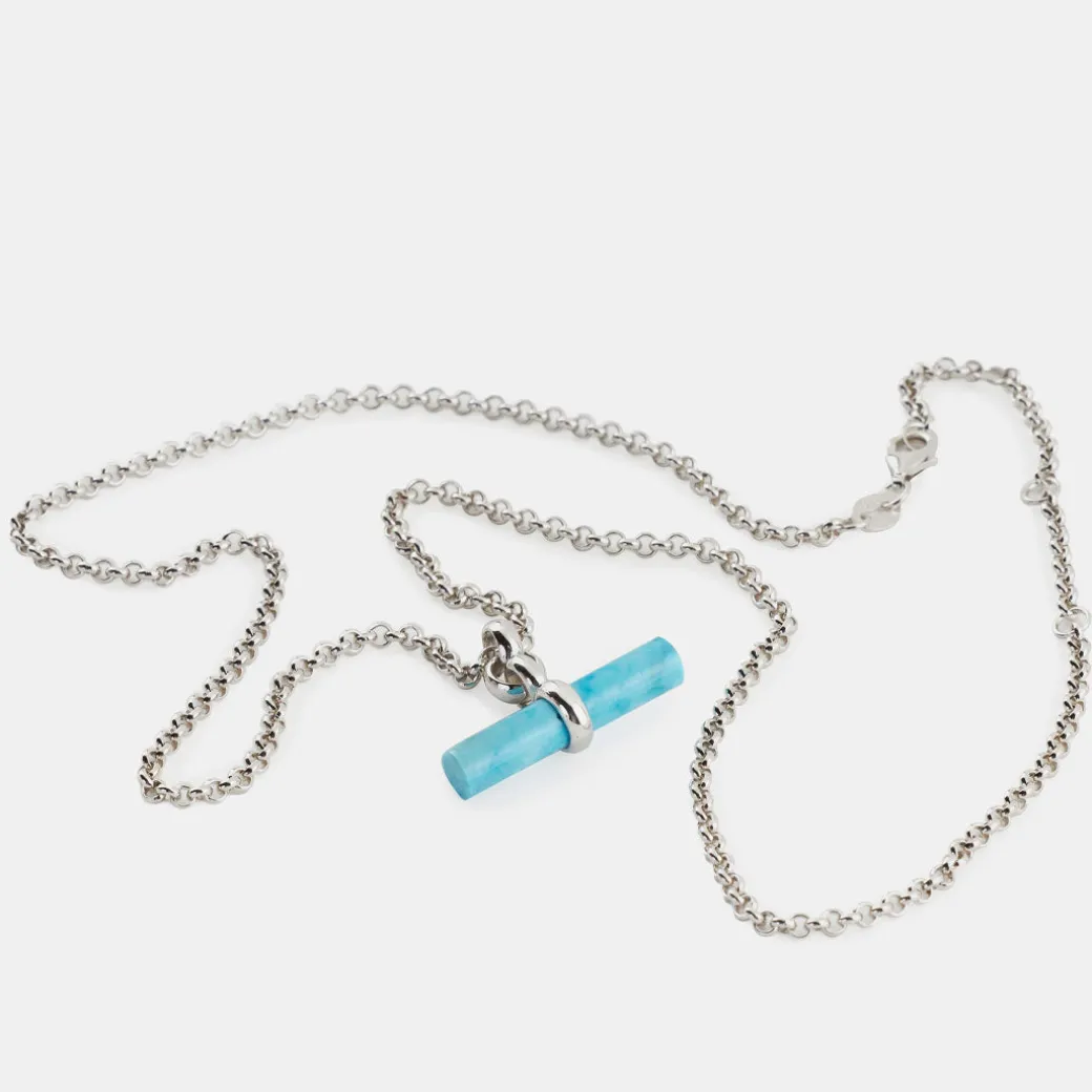 Silver Turquoise T-Bar Necklace
