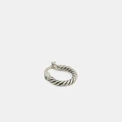 Silver Twist Hoop Earring